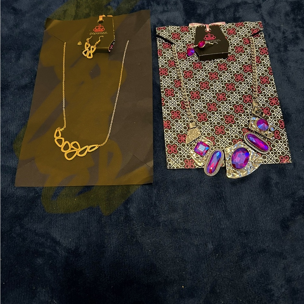 Paparazzi Gold and Purple Necklace Set